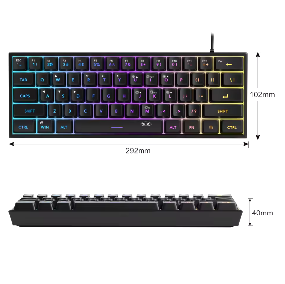 Teclado para jogos MageGee Mini 60%, retroiluminado RGB