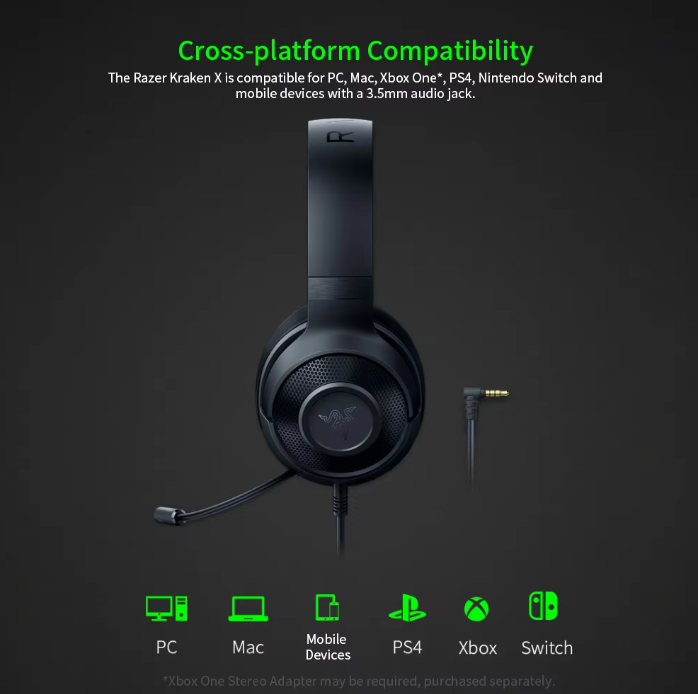 Fone de ouvido gamer Razer Kraken X Essential 7.1