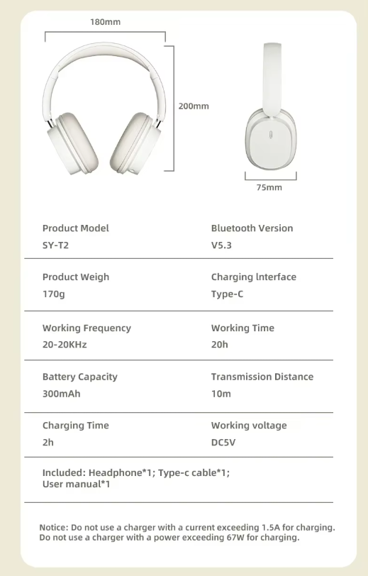 Erilles T2-Ohrhörer – kabelgebundenes und kabelloses Bluetooth-Headset