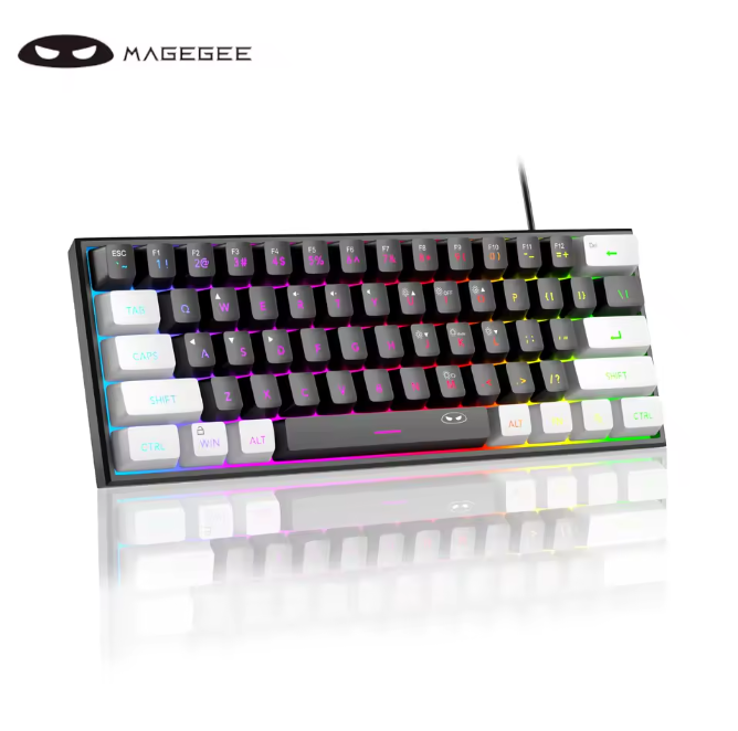 60% Porcentagem de teclado para jogos – Mini teclado compacto com retroiluminação RGB