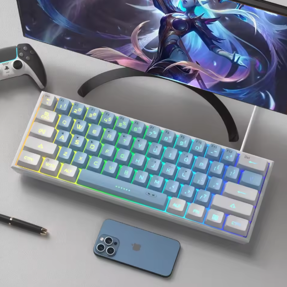 MageGee TS91 60 % USB-Tastatur – Kompakte kabelgebundene Tastatur mit RGB-Hintergrundbeleuchtung