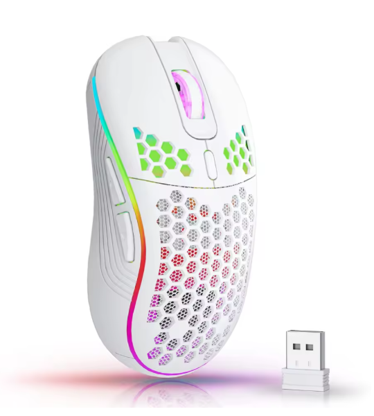 Wireless RGB Gaming Mouse – Rechargeable, Ergonomic Honeycomb