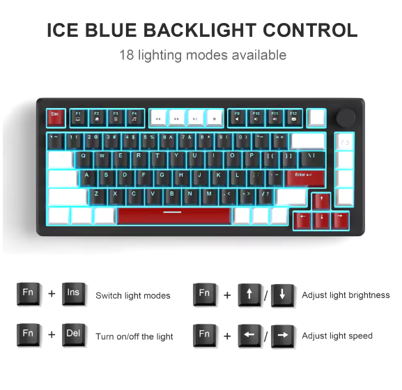 MageGee 75 % mechanische Gaming-Tastatur – Kabelgebundene Tastatur mit blauer Hintergrundbeleuchtung