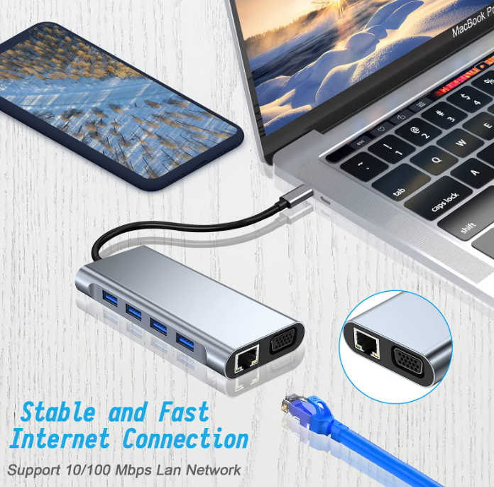 11 in 1 Type-c USB 3.0 Hub Multi-Port Laptop Docking Station