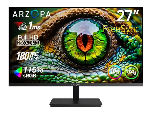 ARZOPA 27-Inch 180Hz 2K Fast IPS QHD Monitor – 1ms, FreeSync, Gaming Display