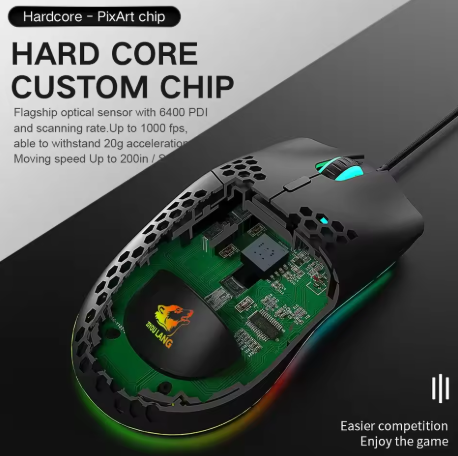 M1 Wired Lightweight Gaming Mouse – 69g Ultralight Honeycomb Shell